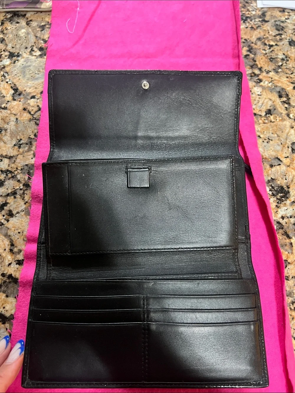 Coach Black and Beige Signature Fold Wallet